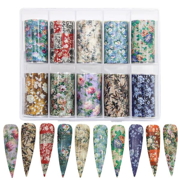 10 rullar oljemålning blomma ros nagelfolier för överföringspapper A2