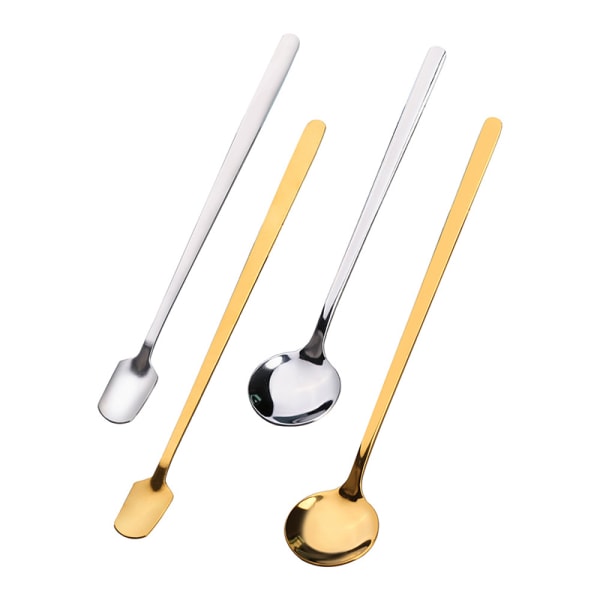 Gyldne Dessert Teskeer Kaffe Tilbehør Sæt Til Køkken Sma Gold 17cm-Round spoon