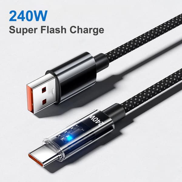 Nylon Type C USB-kabel 240W Superhurtig opladning USB C telefonoplader A3