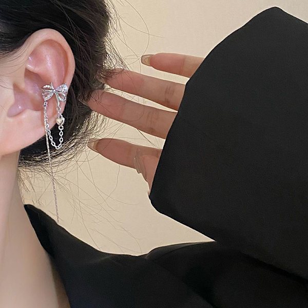 1 Par Mode Långa Tofs Clip Örhängen Sweet Cool Zircon Ear C
