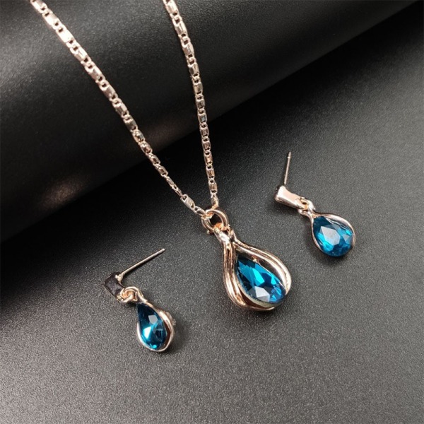 Fashion blå krystal kreative geometriske bryllup øreringe Neckla