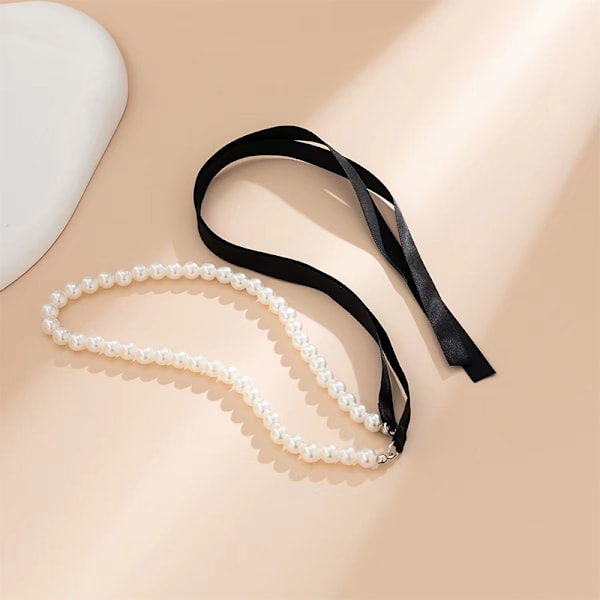 Elegantti Black Velvet Ribbon Bowknot Choker -kaulakoru naisille W