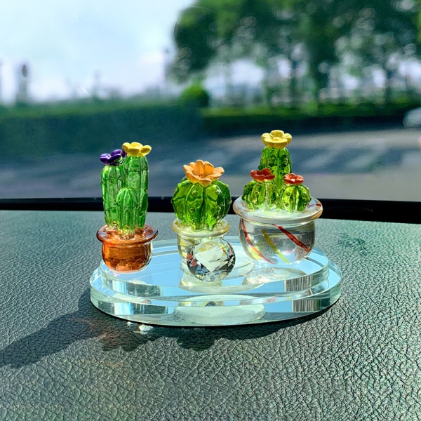 Glaskaktusfigurer Ornament Mini Bonsai Inredning och Miniatyr D