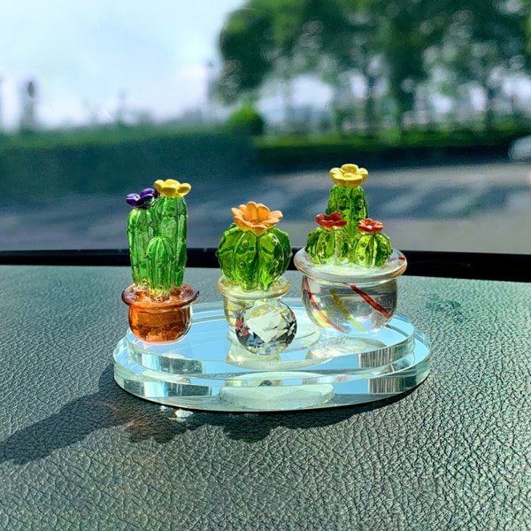 Glasskaktusfigurer Ornamenter Mini Bonsai Dekor og Miniatyr C