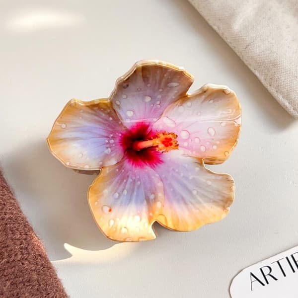 Sommarsemesterstil Hibiskusblomma Hårklämma Akrylklämma A
