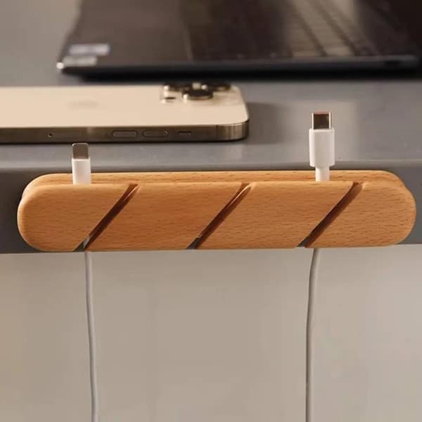 Kabelorganisator i massivt træ big walnut