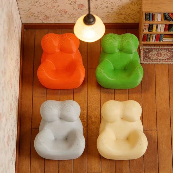 Miniatyrsoffmodell 1:12 Dockhus Vardagsrumssoffa Möbler Green single sofa