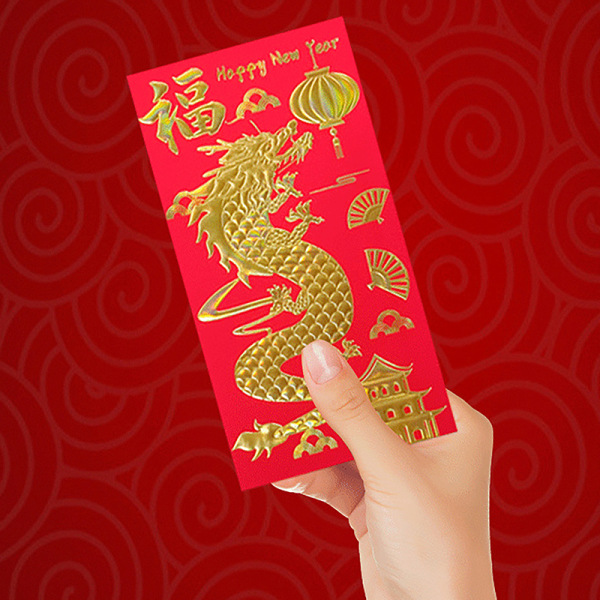 6 stk røde konvolutter HongBao gavepapirpose Lucky Money Lommer K J