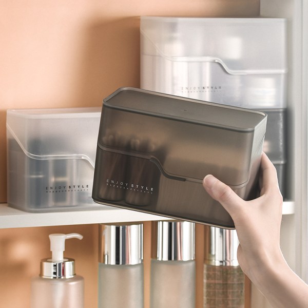 Makeup Organizer Kosmetikk Oppbevaringsboks Med 2 Skuffer Etui Brus White1