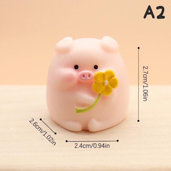 Mini e Pig Figurine Djurmodell Moss Micro Landscape Home Deco A2