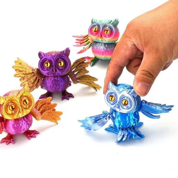 e 3D-printade realistiska rörliga uggelfigurer Hem Skrivbordsdekoration A2
