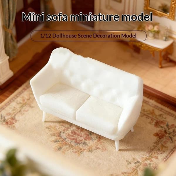 1 stk. 1/12 Mini Dobbelt Sofa Model Dukkehus Mini Stue Pels