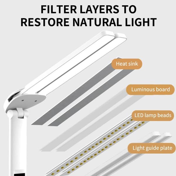 LED Bordlampe Dobbelthodet Klokke Sammenleggbar Øyebeskyttelse Les A3