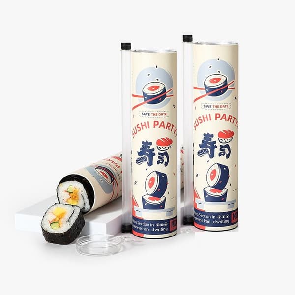 1/3 STK Rund Sushi Push Box Med Sovserør Fødevaregodkendt Sushi Form