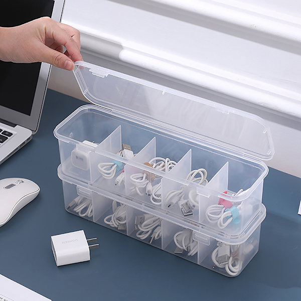 Genomskinlig Charge Cable Organizer Box Datakabelhantering Bo Clear