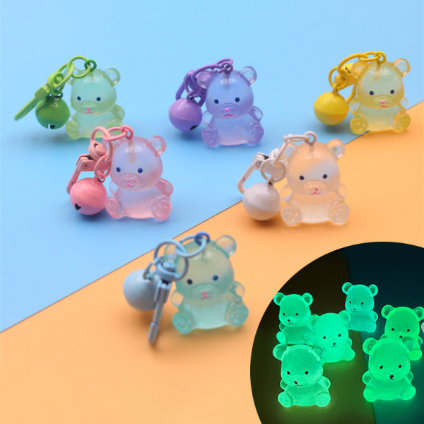 Luminous Bear Avaimenperä Väri Eläin Riipus Kello Avaimenperä Char White