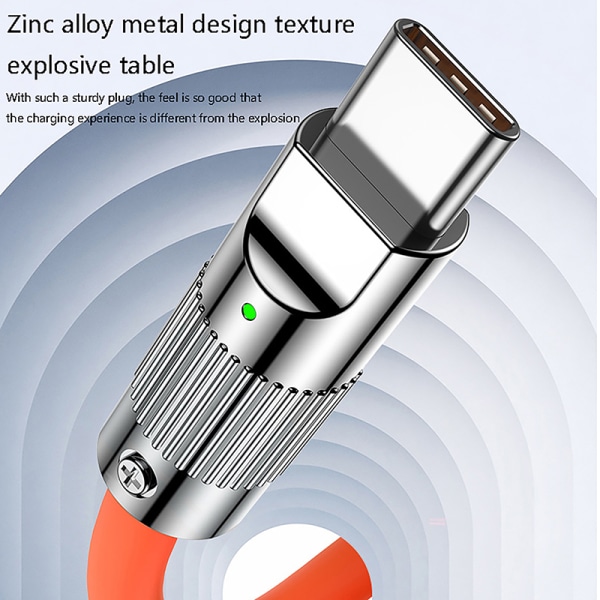 120W hurtigopladning flydende silikonekabel Type-C oplader Lysende Type-C 2M