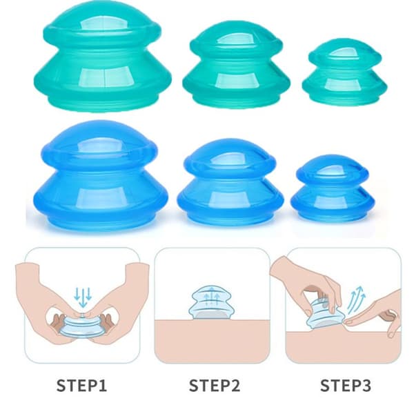 1 ST Silikon Anticelluliter Vakuumsugmassagekoppar Physiot Blue S