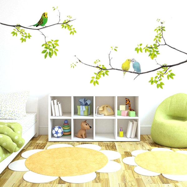 Livliga väggdekaler Fåglar på träd och Stick Fresh avtagbar vägg