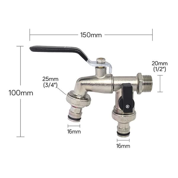 1 stk 1/2'' 3/4'' vannfordeler i sinklegering for kran