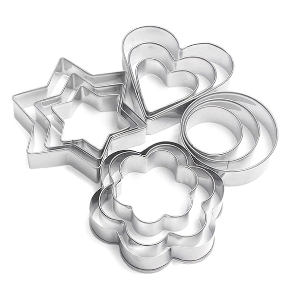 12 st Cookie Biscuit ters Rund stjärna Hjärta Blomform Molds D