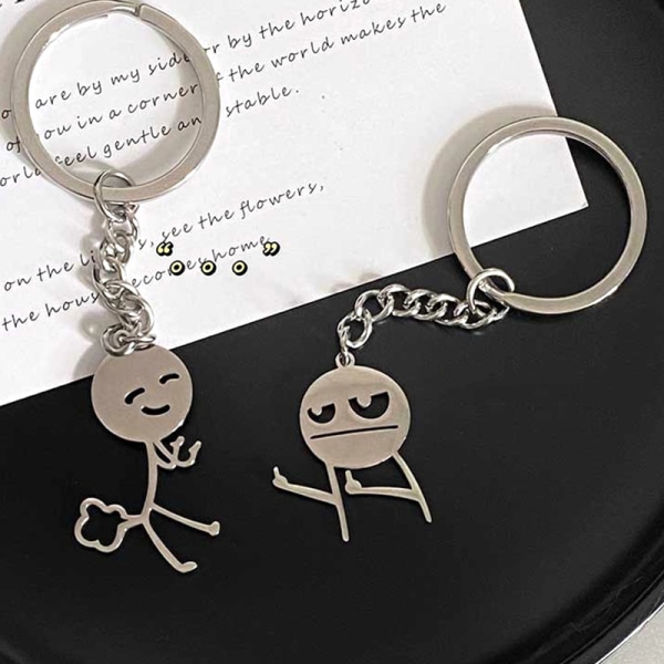 Cartoon Stickman Key Chain Pendant Par Nyckelring Ryggsäck Cha C