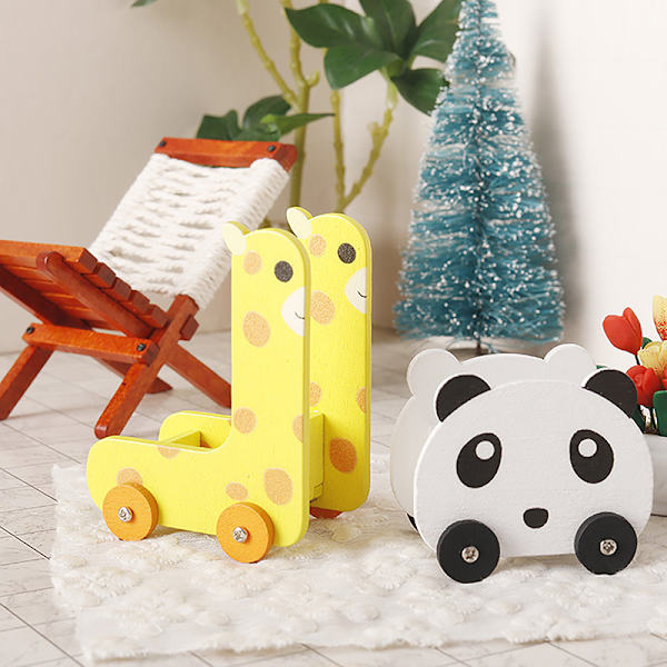1:12 Dockhus Miniatyr Panda Trolley Giraffe förvaringskorg F Panda