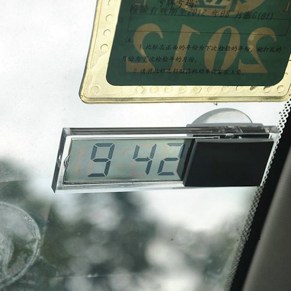 Bil Digital LED-klocka Mini Electronic Sucker Window Meter