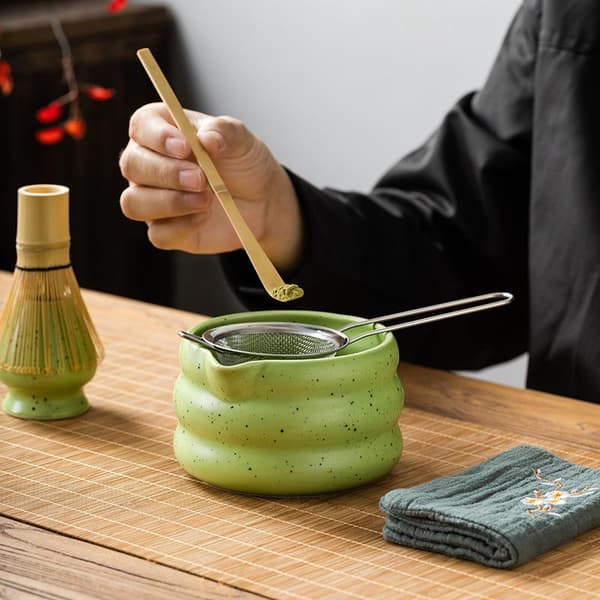 Bambu Matcha Vispiläsetti Matcha Vispilä Vispilänpidike Perinteinen T White 7Pcs