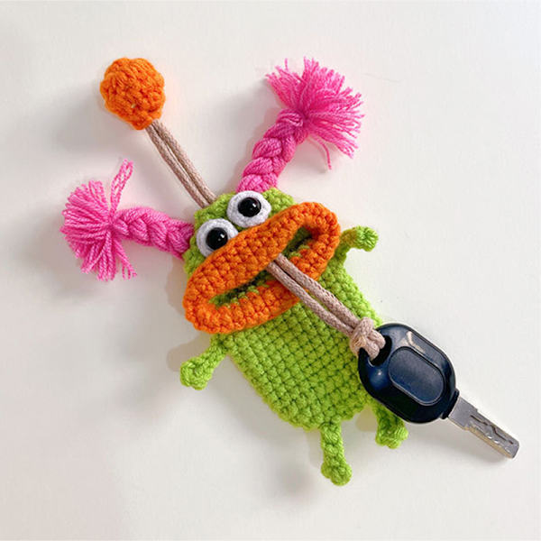 Creative e Cartoon Car Key Pack Pølse Munn Strikke Ull Bil A5