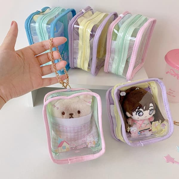 Blind Box Opbevaringspose Tyk Dukke Organizer Boks Nøglering Taske Blue