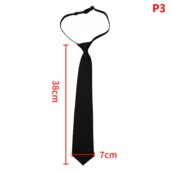 Unisex Black Simple Clip On Tie Security Zipper Tie Uniform Shi 3