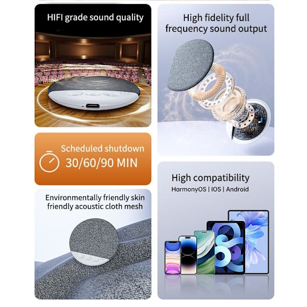 Under pude mini højttaler 5.4 Hifi Stereo Lyd timer til grey