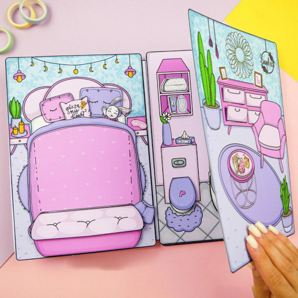e Hiljainen kirja Tyttöjen pukeutumistarra Käsintehdyt DIY Puzzle Lelut Mat