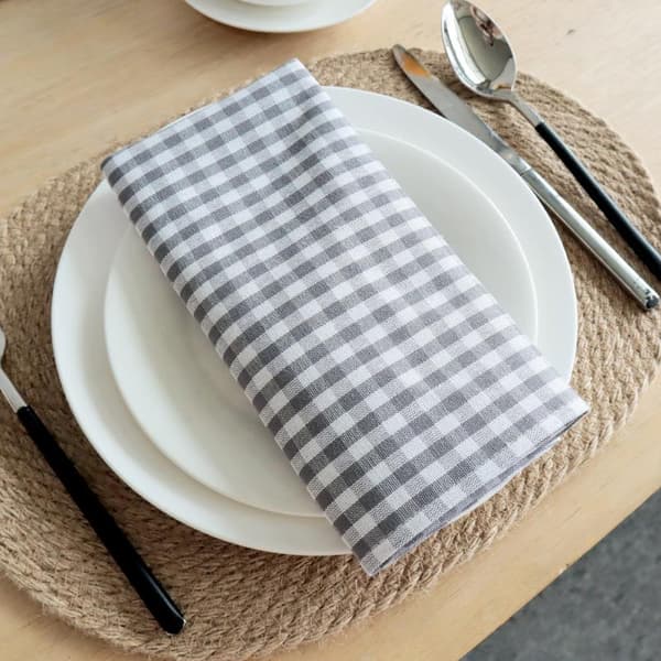 Gingham Servett 45cm X 45cm Bomull Liten Rutig Tyg Bordsservett A3