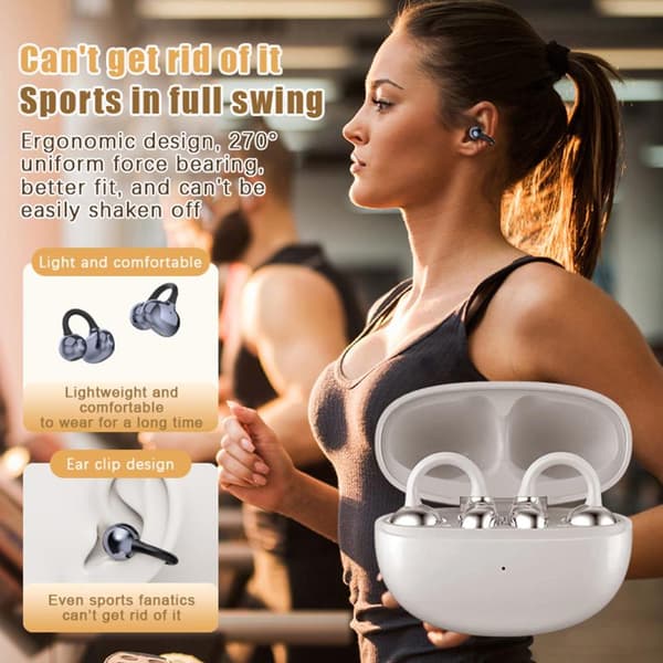 Bärbara Clip-on Hörlurar Trådlösa Bluetooth Hörlurar För White