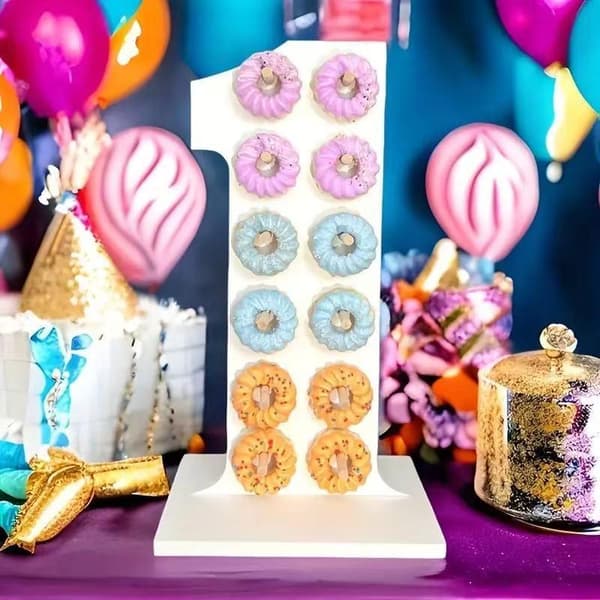 Nummer 0-9 Tre Donut Display Stativ Holder Brett Bord Dessert 3