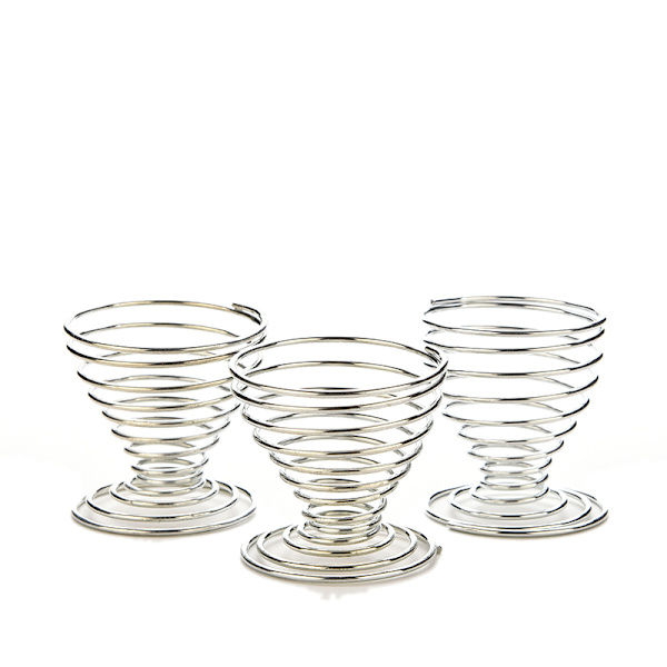 Stainelss Stål Fjær Wire Tray Egg Cup Kokte egg Holder Sta