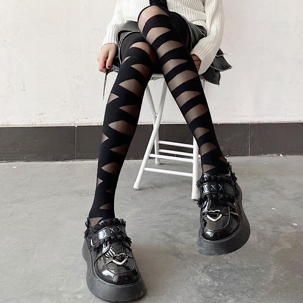 Strømper med krydsstrop Hvide strømpebukser Jk Silk Tights Bandage S Black