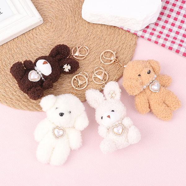 Kawaii Cartoon Puppy Pehmo Doll Täytetty Animal Avaimenperä ja Laukut Brown A4