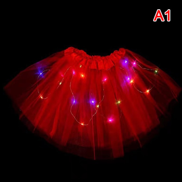 Girl Butterfly Light Up Tutu LED-kjol Glow Flower Wreath Red