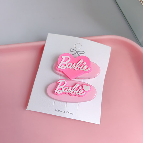 2stk e Barbie Letter Hårklemmer Y2k Rosa Hårnål Bang Clip Hår A2