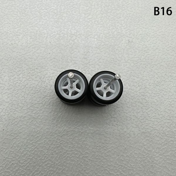 1 sæt 1/64 model bilhjul med gummidæk Modificerede dele Ve B16 5Claws White