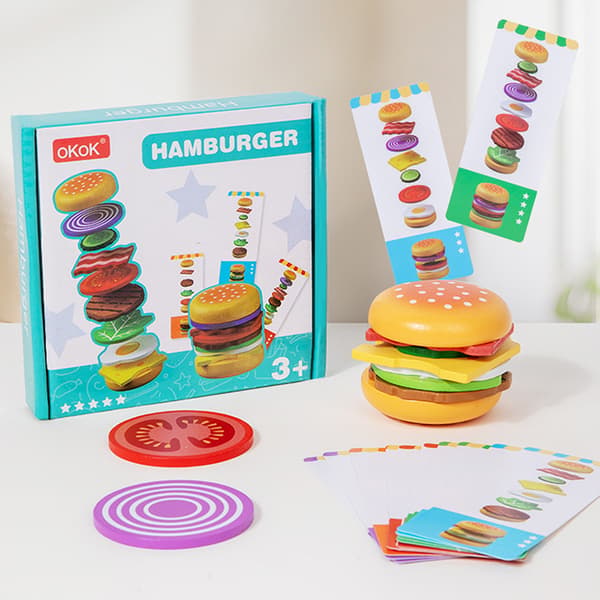 Montessori Tre Hamburger Late Som Lekemat Matchende Stabling