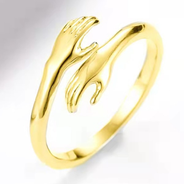 925 Sterling sølv smykker Kærlighed Kram Ring Retro Fashion Tide Gold