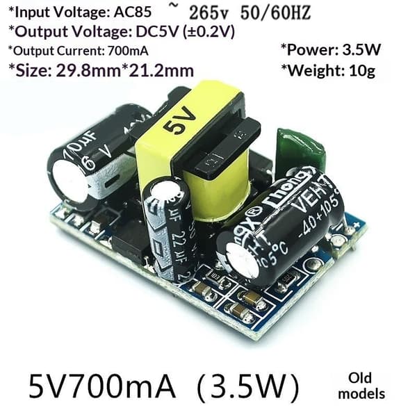 AC-DC 5V 700mA 3.5W Konverter AC 220v til 5v DC Transformer Strøm A1