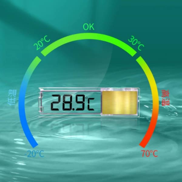 Vandtæt Akvarietermometer 3D Digital LCD Elektronisk Fisk Gold