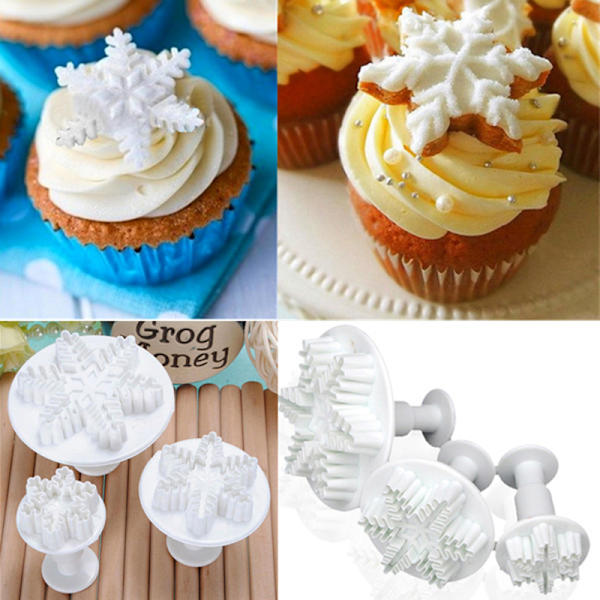 XMAS 3kpl Snowflake Fondant Cake Koristeluun Sugarcraft ter Plun