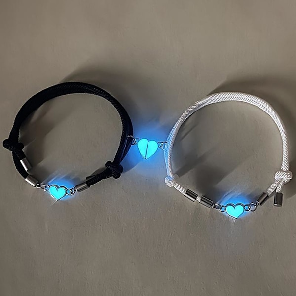 Lysande berlocker Armband Set Par Justerbart Flätat Rep Vän