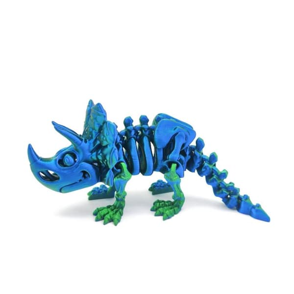 3D-printad skelett-Triceratops ledad actionfigurmodell Orange